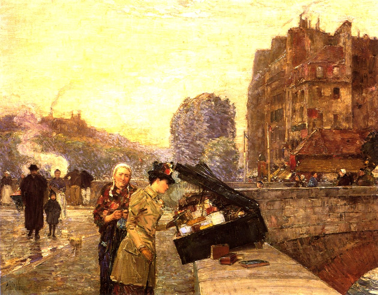 Paris, Quai St Michel, 1888 dolayları (tuval üzerine yağlı boya) by Childe Frederick Hassam