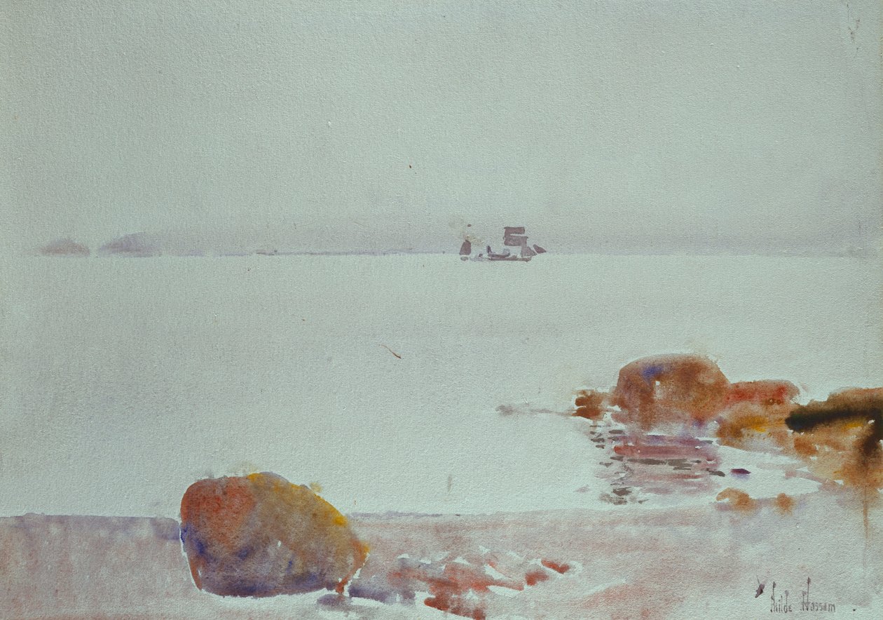 Deniz manzarası (kağıt üzerine sulu boya) by Childe Frederick Hassam