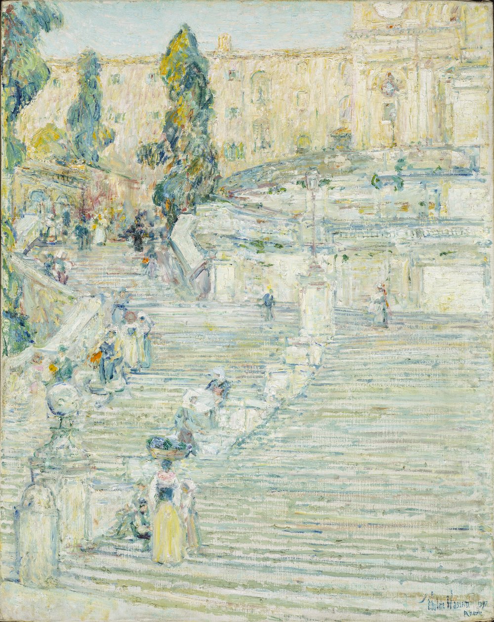 İspanyol Merdivenleri, Roma by Childe Frederick Hassam