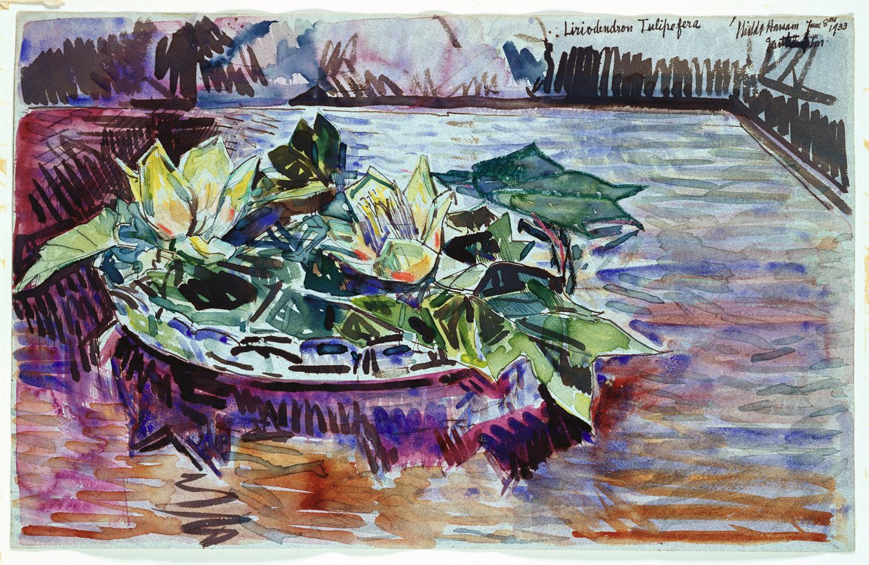 Bir kasede laleler by Childe Frederick Hassam