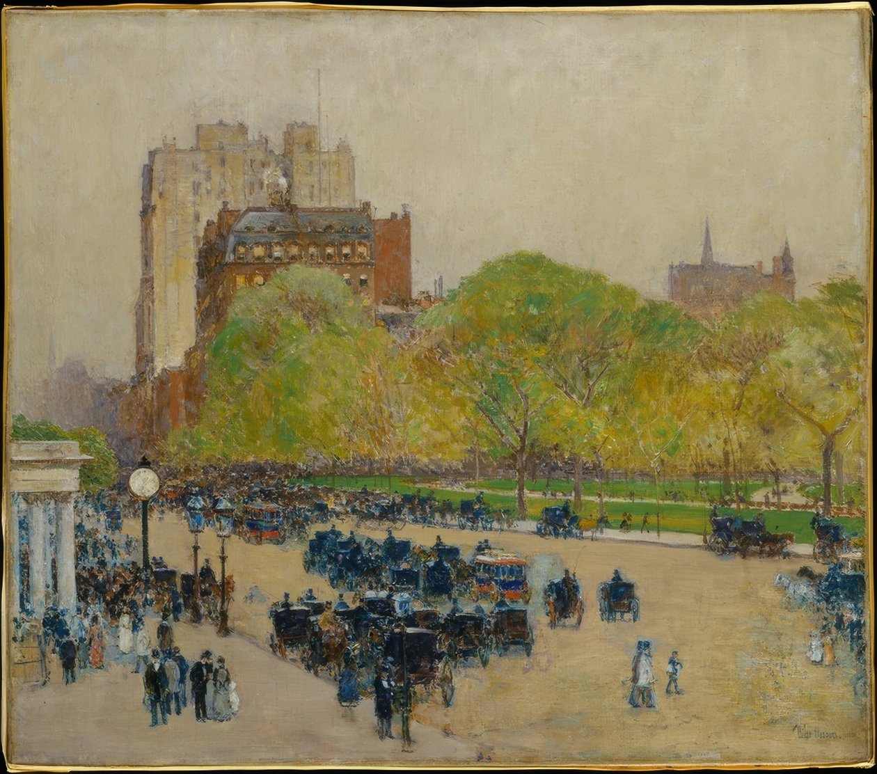 Şehrin kalbinde bahar sabahı by Childe Hassam