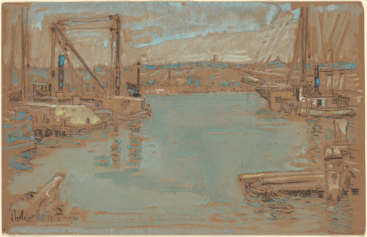 Kuzey Nehri Rıhtımı, New York by Childe Hassam