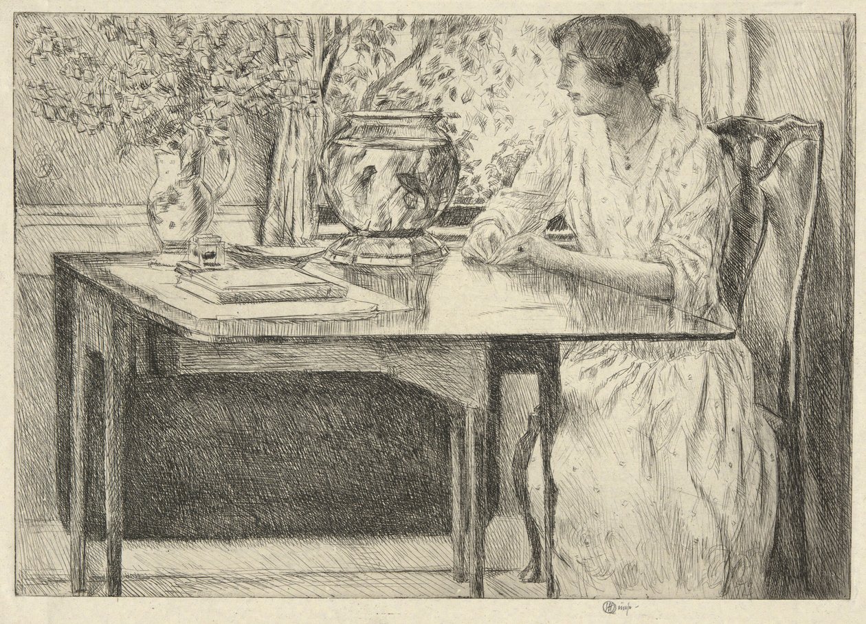 Koloni Masası (Holley House, Cos Cob) (rekto); Ahırlı Peyzaj (ters) by Childe Hassam