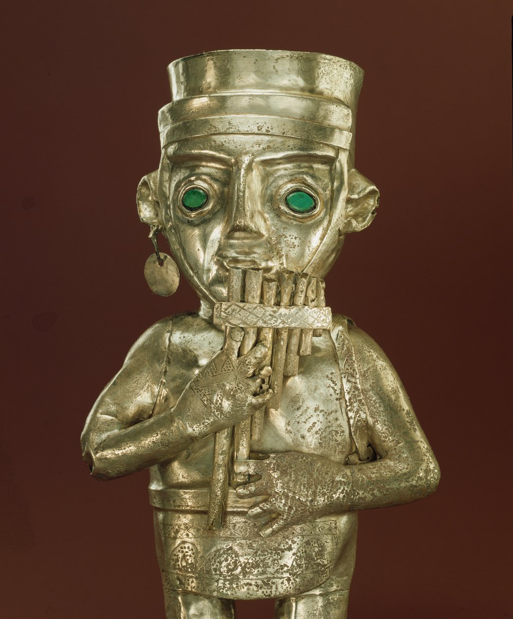 Panpiper kabı (gümüş ve malakit) by Chimu Culture