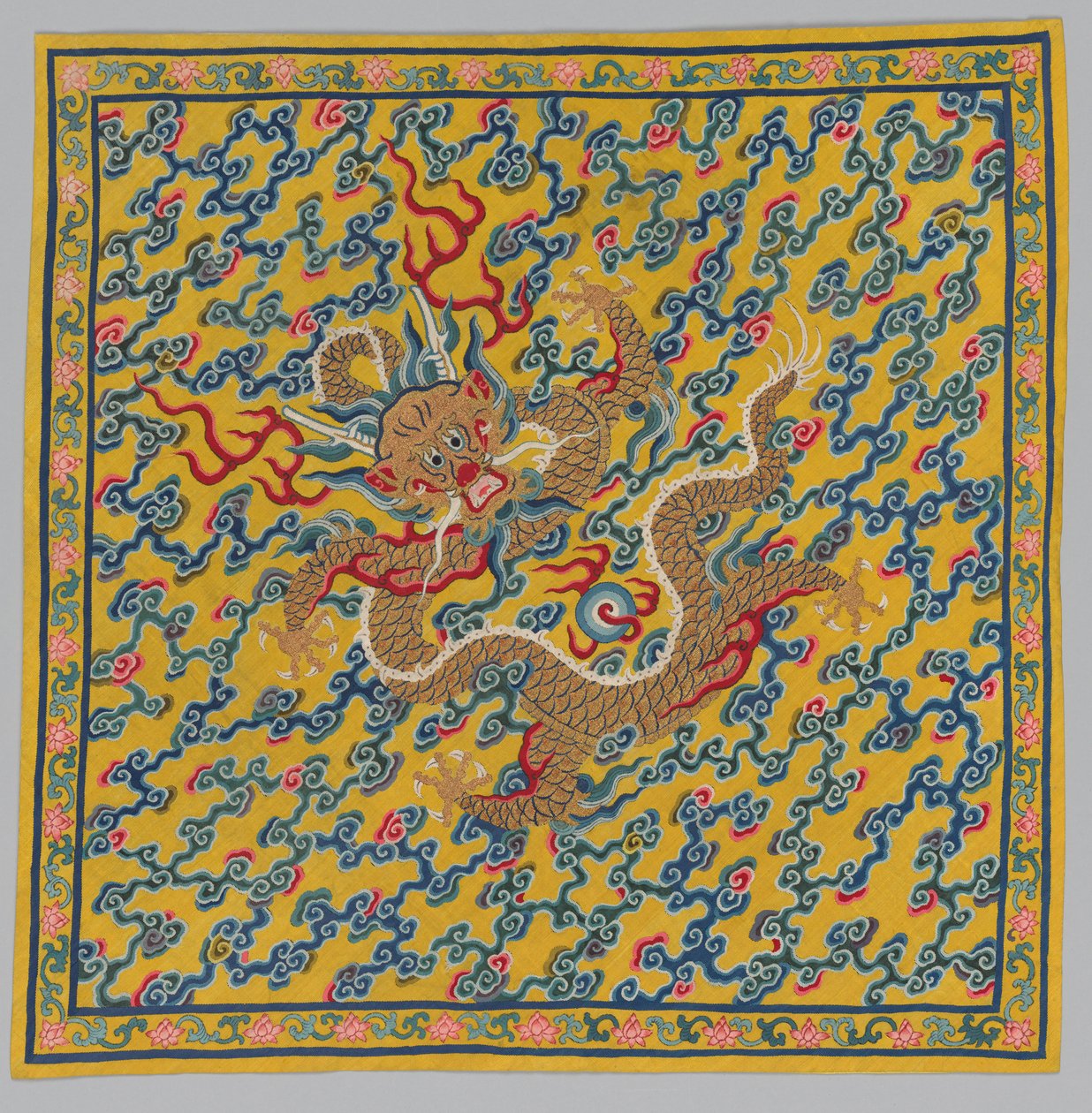 Jing ve Wei Nehirlerinin Kavşağında Berrak ve Çamurlu Suların Karıştığı Goblen Parşömen Sargısı by China, Qing dynasty