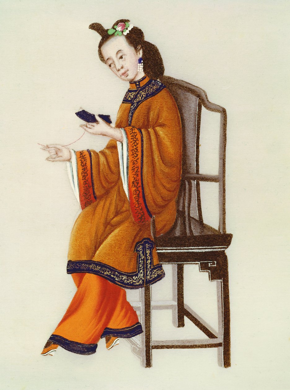 Çinli Bir Kadın Örgüsü, Qianlong Dönemi (1736-96) by Chinese School