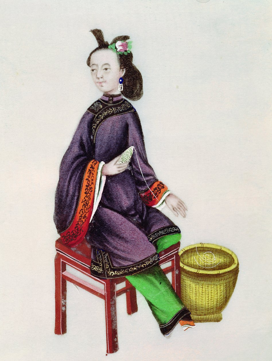 Bobin Yapan Çinli Bir Kadın, Qianlong Dönemi (1736-96) by Chinese School