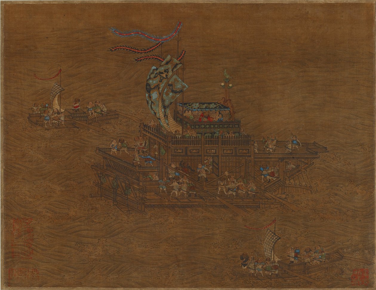 Denizde bir kraliyet mavnası, Ming veya Qing Hanedanlığı by Chinese School