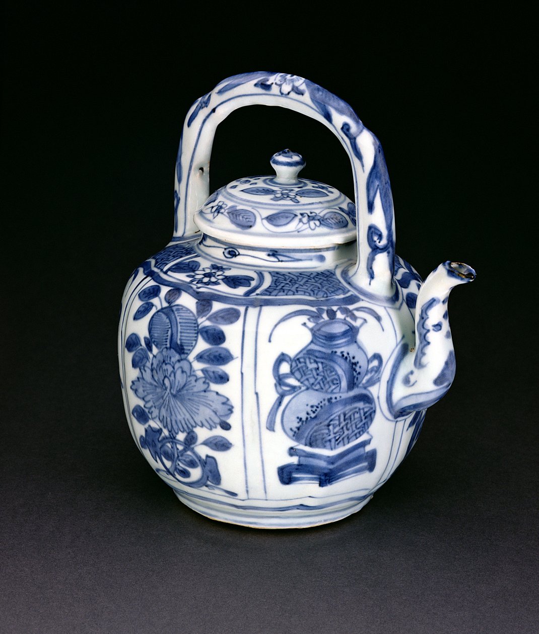 Mavi ve beyaz kraak şarap kabı, Wanli, 1590-1610 (porselen) by Chinese School