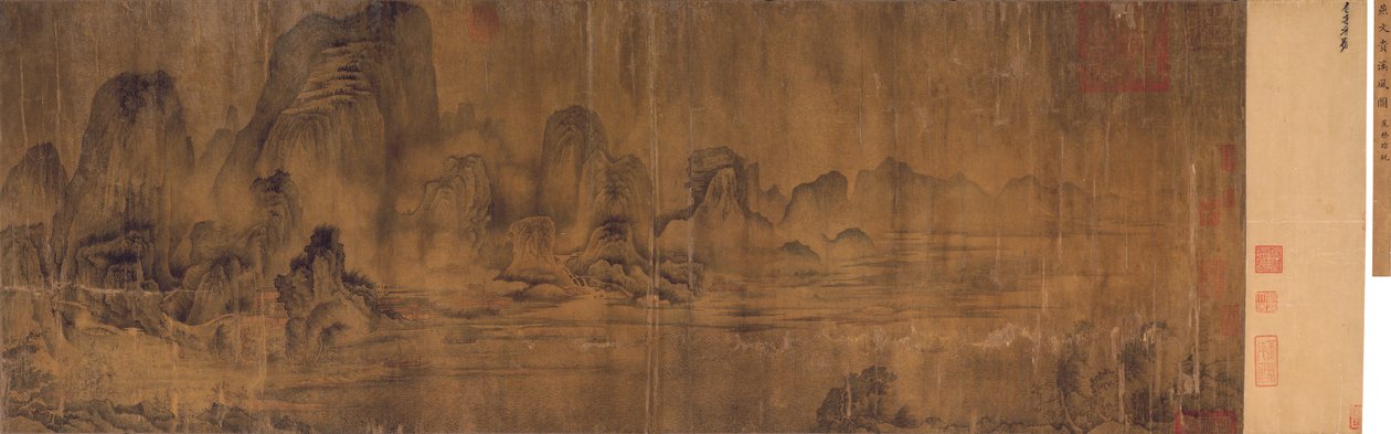 Bir dağ dere boyunca esen esintiler, el kaydırma by Chinese School
