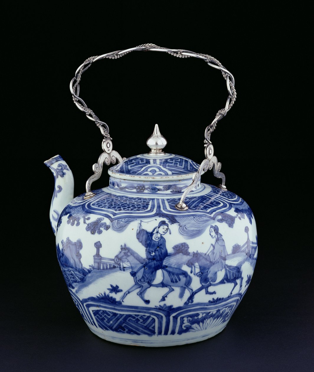 Avrupa kulplu Çin çaydanlığı, Geçiş Dönemi, c.1640 (gümüşlü porselen) by Chinese School