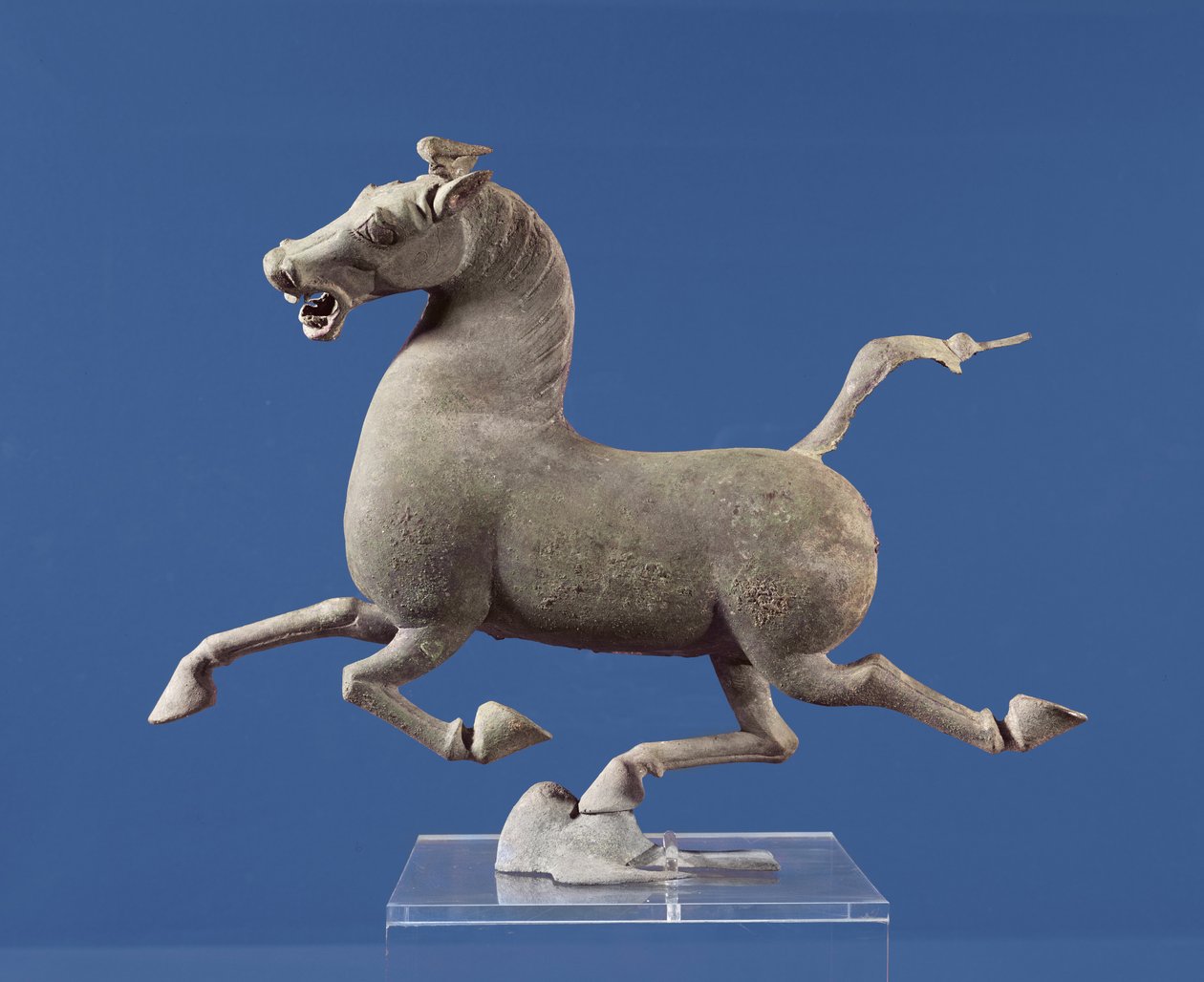 Galloping horse with one Hoof Resting on a Swallow, from the Tomb at Wu-wei, Kansu, Eastern Han Dynasty (bronze) by Chinese School