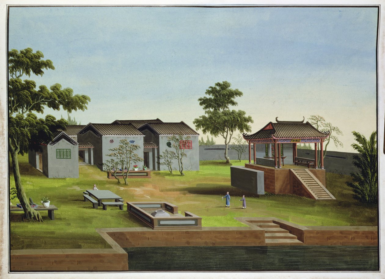 Bahçe Sahnesi, c.1820-40 (kağıt üzerinde wc) by Chinese School