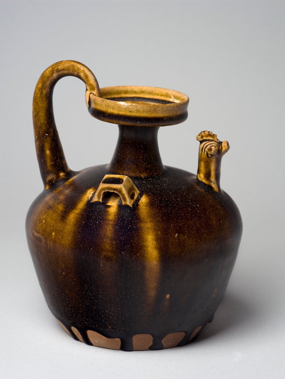 Tavuk baş dekorlu Hu, Eastern Jin, 317-420 (sırlı eşya) by Chinese School