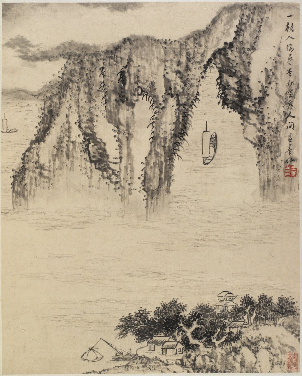 Manzara (kağıt üzerine mürekkep) by Chinese School