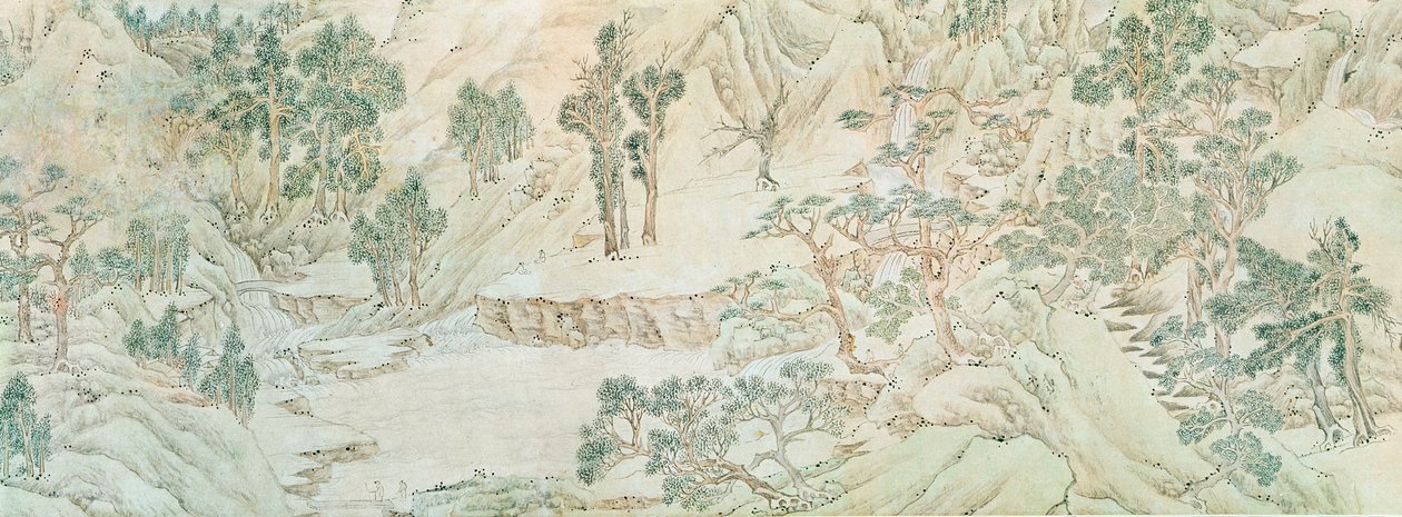 Manzara, Ming Hanedanlığı (kağıt üzerinde kalem ve mürekkeple yıkama) by Chinese School