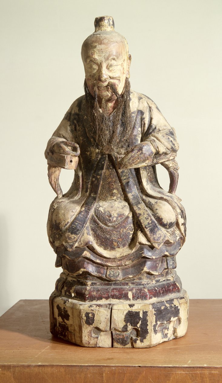 Bir Ustanın tacını takan Lao-Tzu (c.604-531) (boyalı ahşap) by Chinese School