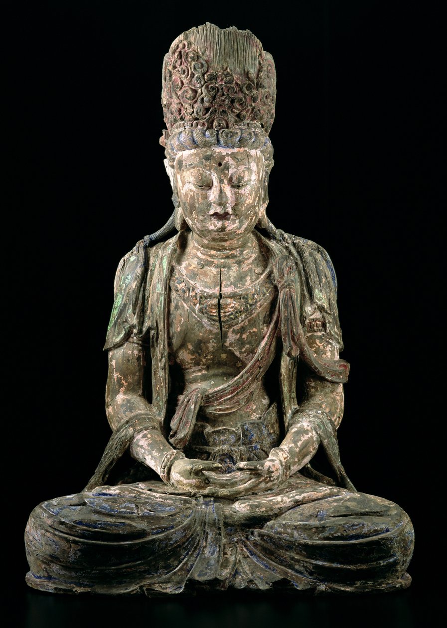 Meditasyonda büyük oturan bodhisattva, Jin hanedanı (1115-1234) (ahşap ve pigment) (bkz. 206545) by Chinese School