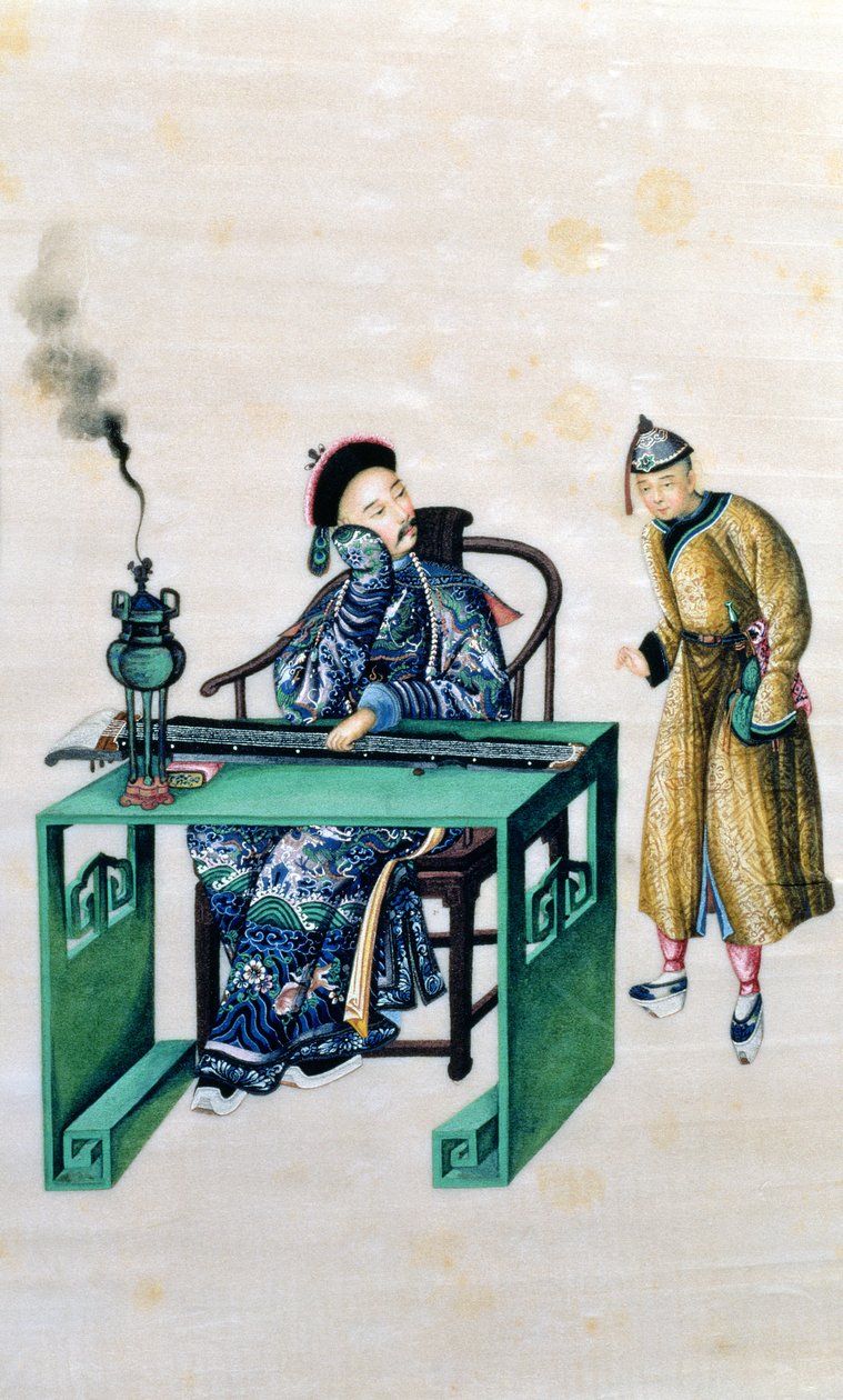 Bir Masada Uzun Kanunlu Adam, Hizmetçisiyle by Chinese School