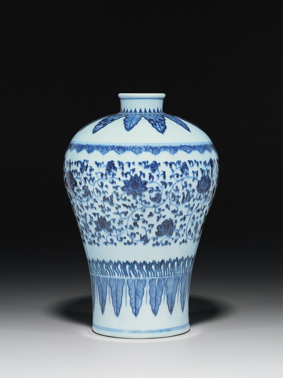 Ming tarzı vazo, Meiping, 15. yüzyıl tarzında boyanmış by Chinese School