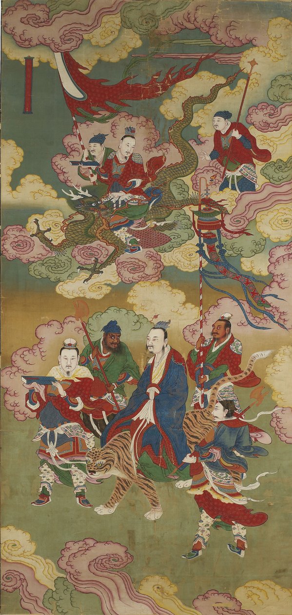 Bir Budist Toprak ve Su Ritüel Setinden Numinous Hazine Elçileri (ipek üzerine mürekkep, renk ve altın) by Chinese School