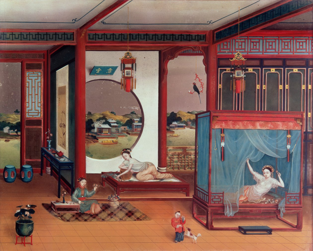Bir iç sahne by Chinese School