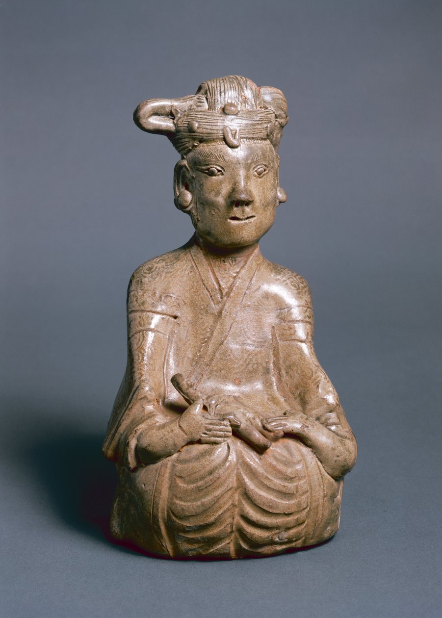 Oturan figür, Western Jin, 265-316 (yeşil eşya) by Chinese School