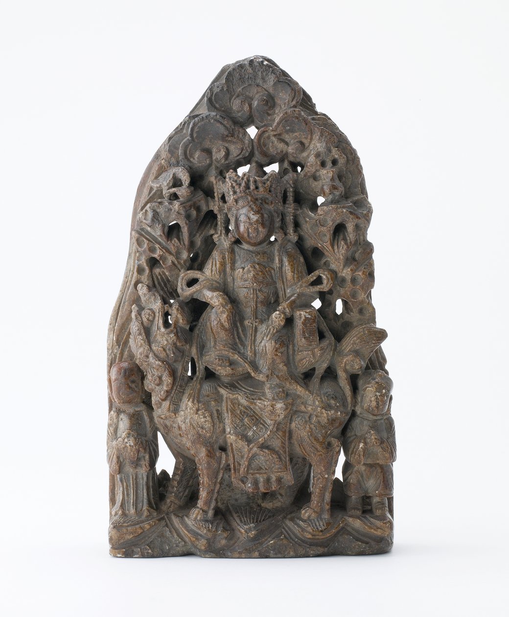 Aslan üzerinde Manjusri kabartması bulunan küçük sabuntaşı tableti, Bölüm Dönemi, MS 543 by Chinese School