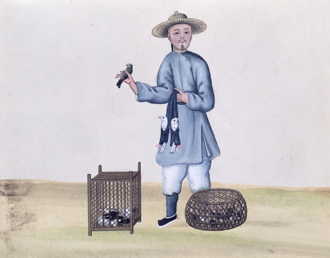 Güvercin Satıcısı, Pekin sokak aramaları üzerine bir kitaptan, c.1785 (kağıt üzerinde wc ve guaj) by Chinese School