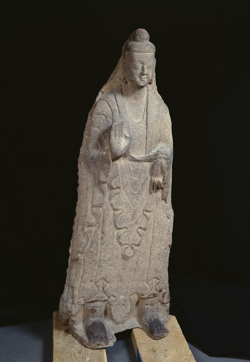 Buddha Sakyamuni heykeli, Kuzey Wei hanedanı, c.386-534 (kireçtaşı) by Chinese School Chinese School