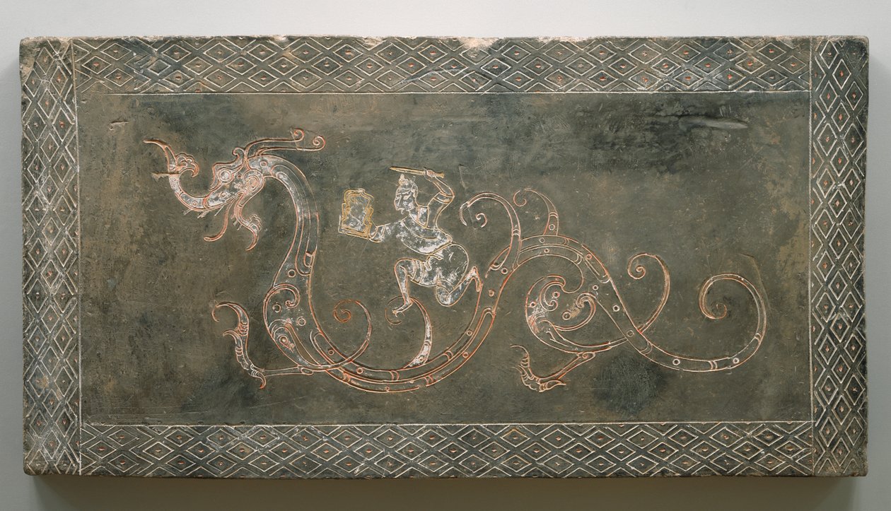 Mezar Tuğlası, MÖ 206-MS 09 (kırmızı ve beyaz pigmentli toprak kap) by Chinese School Chinese School