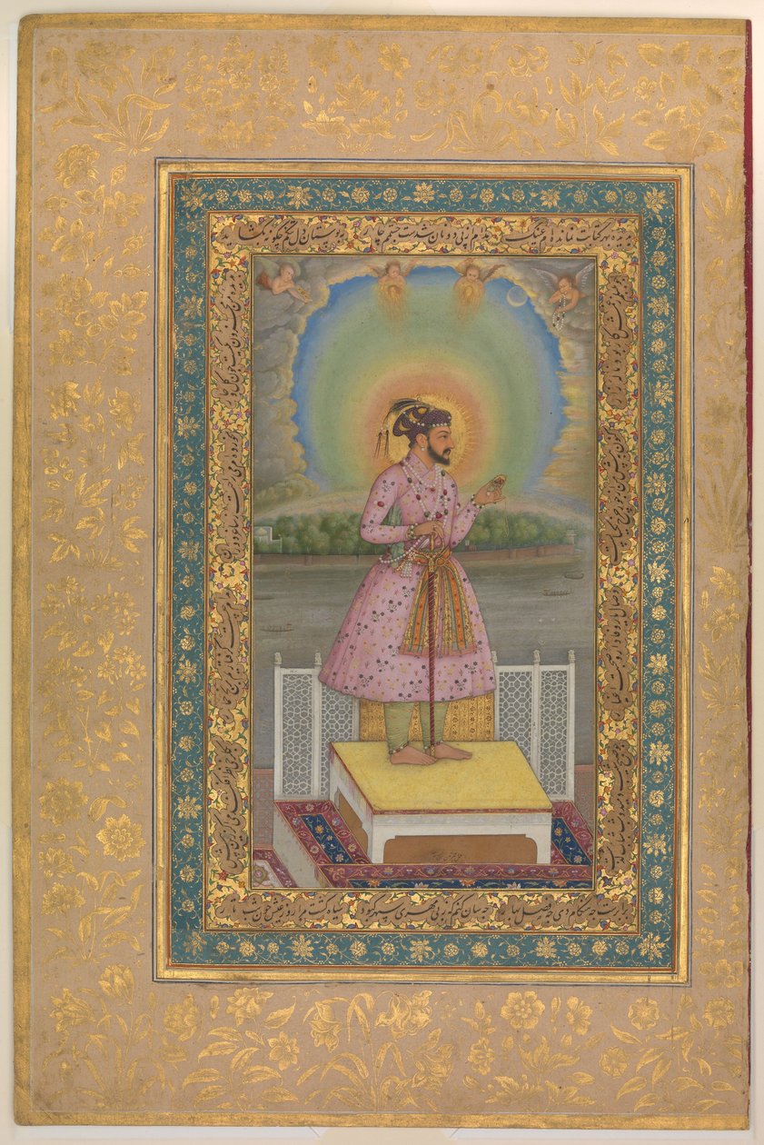 Şah Cihan Terasta, Elinde Portresi ile Kolye Seti, Şah Cihan Albümünden bir yaprak, recto: 1627–28 by Chitarman