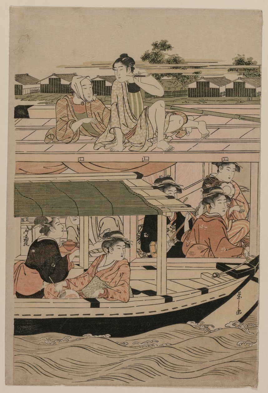 Sumida Nehri üzerinde Tekne Partisi by Chobunsai Eishi