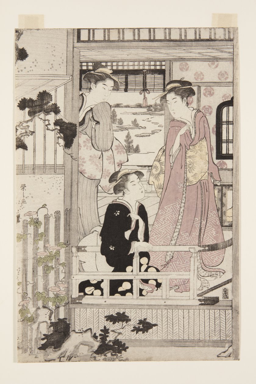 Morning Glory (Asagao) (renkli tahta baskı) by Chobunsai Eishi