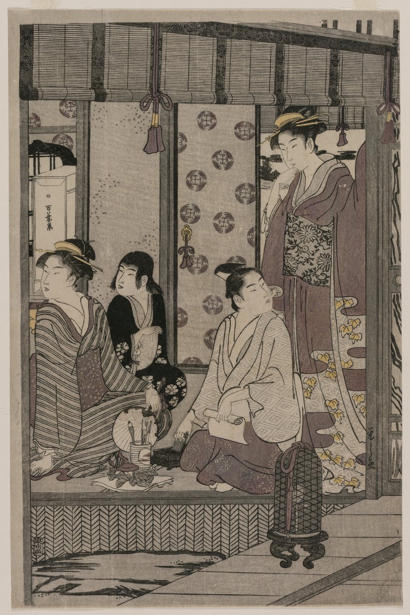 The Tale of Genji in Elegant Modern Dress serisinden Morning Glory, c. 1790. by Chobunsai Eishi