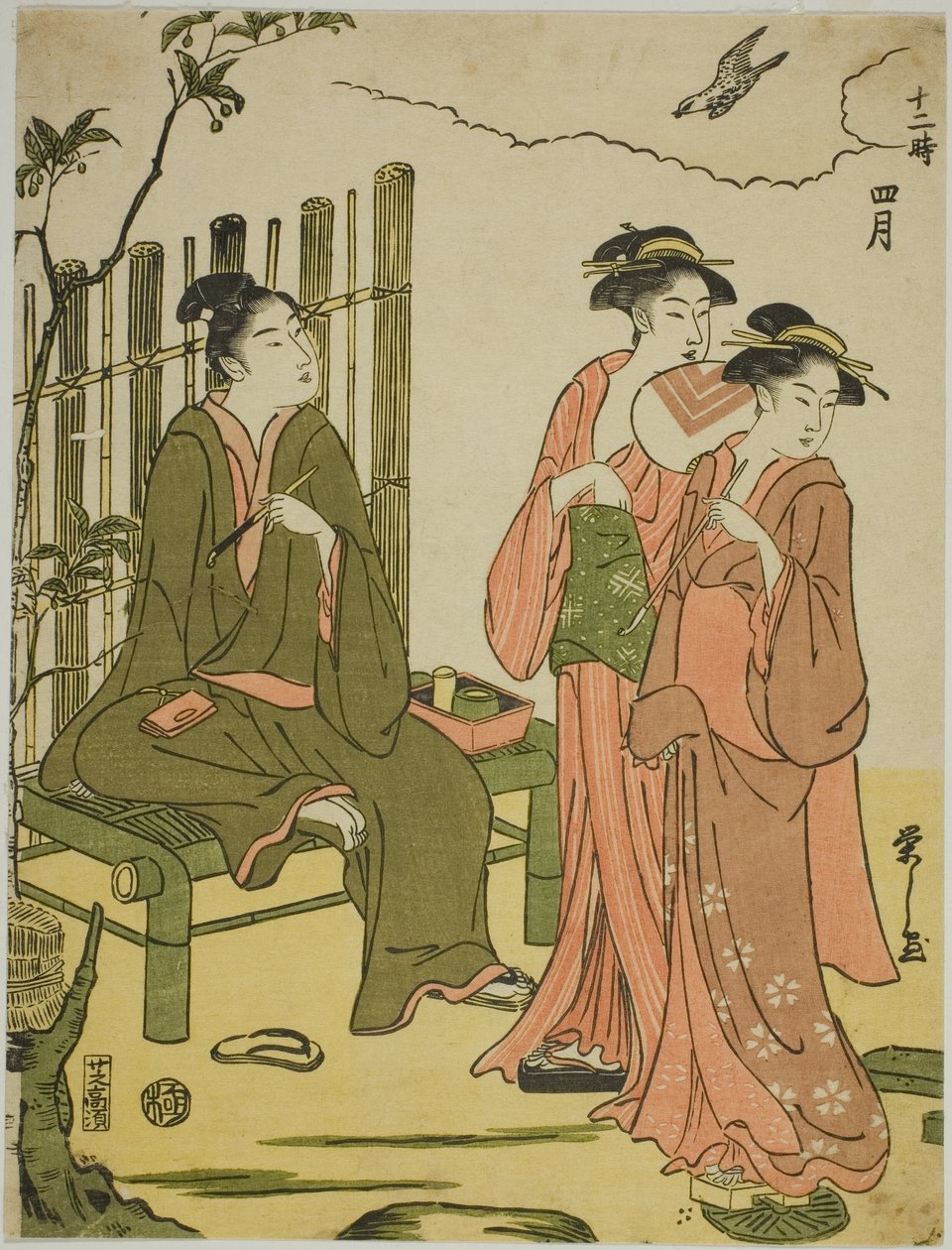 Dördüncü Ay (Shigatsu), "On İki Ay (Juni toki)" serisinden by Chobunsai Eishi