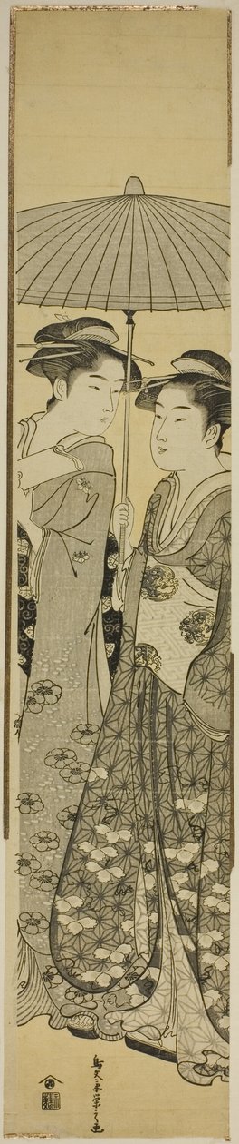 Bir Şemsiye Altında İki Kız by Chobunsai Eishi