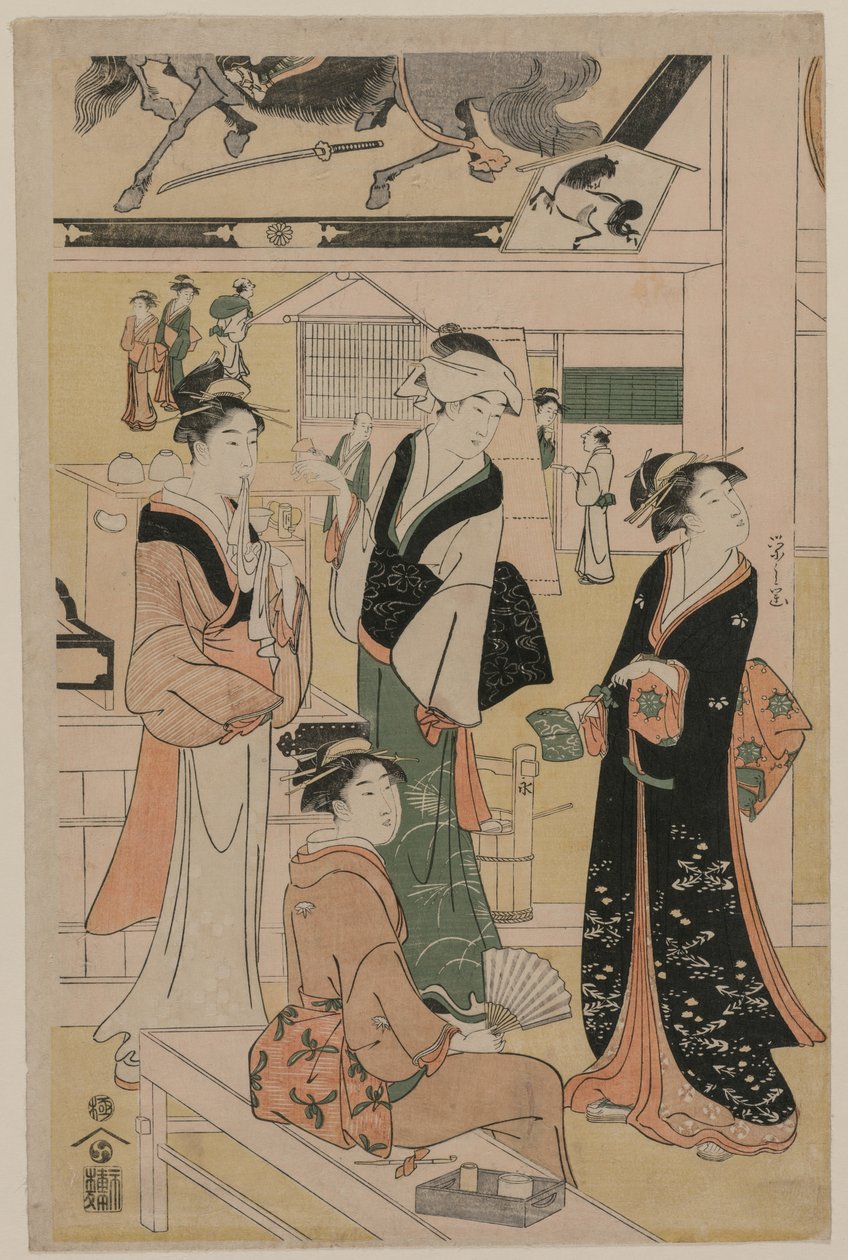 Bir Tapınağın Çevresindeki Çay Tezgahını Ziyaret Eden Kadınlar, 1790