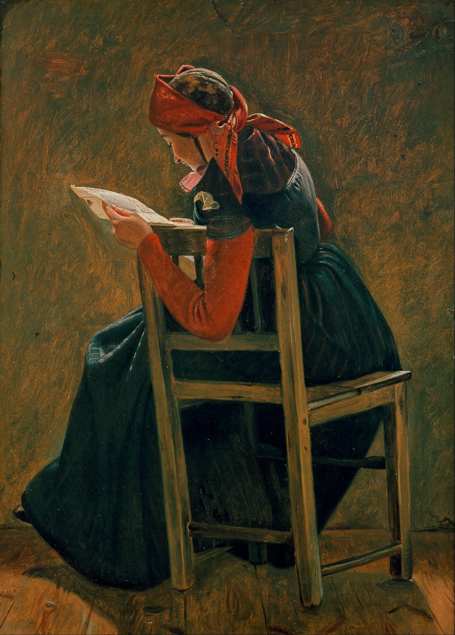 Salling okuyan genç bir kız. Çalışmak. by Christen Dalsgaard