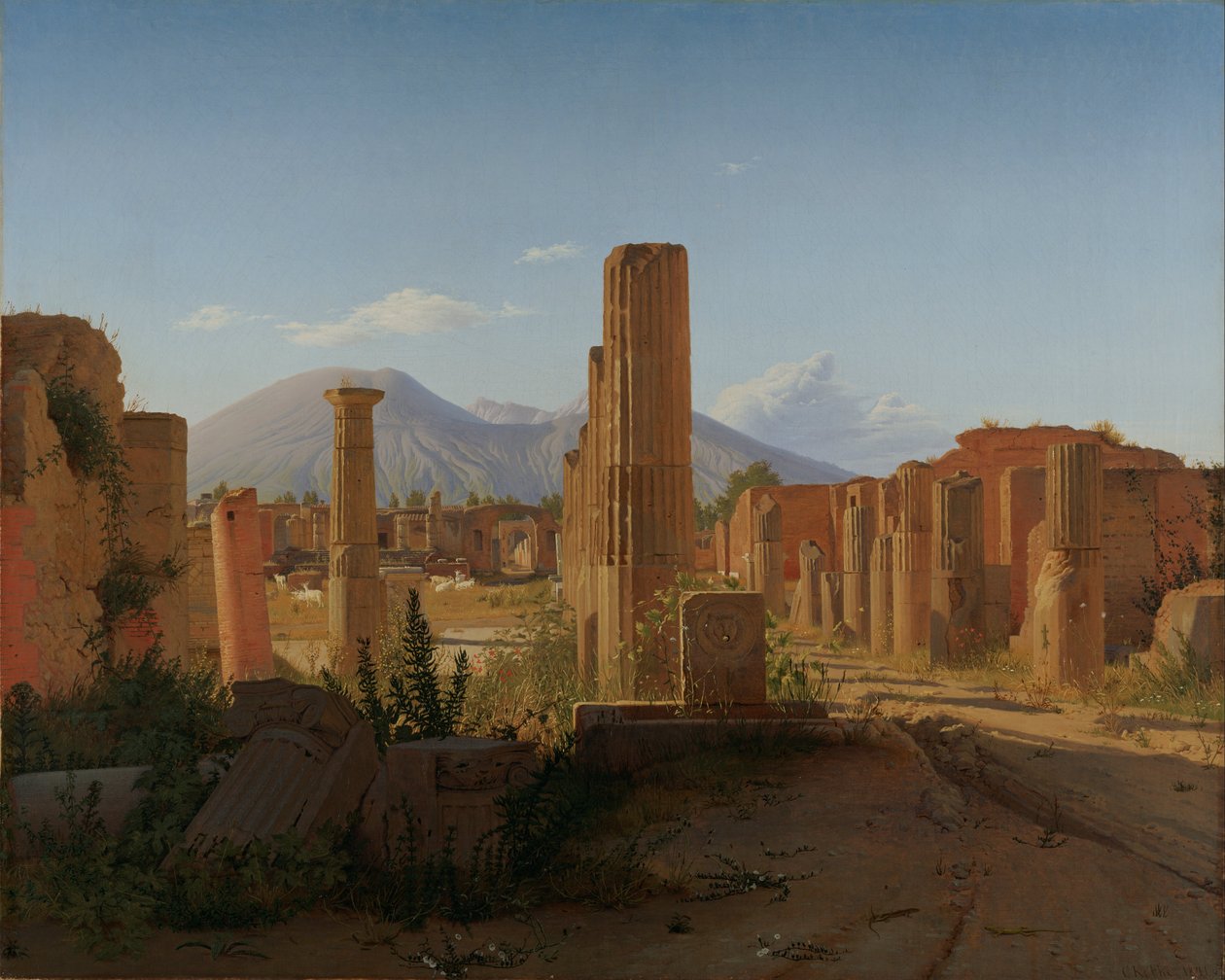 Arka Planda Vezüv ile Pompeii