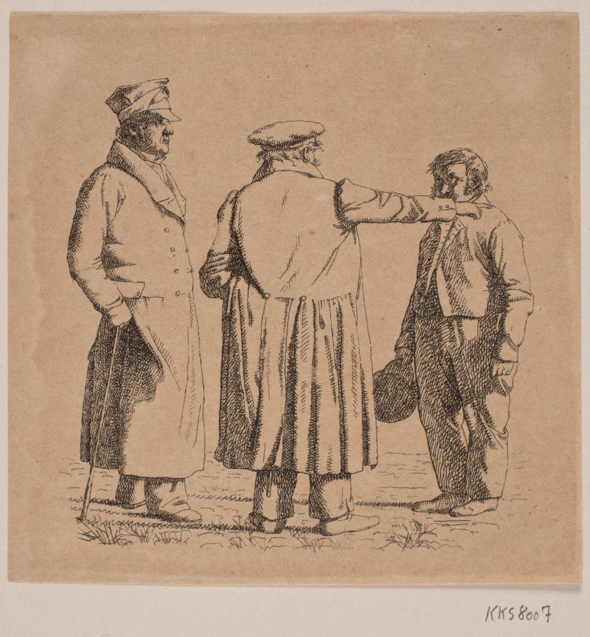 Üç portre figürü, fırıncı Købke, binbaşı Krohn ve köle çavuş Sprøch by Christen Købke