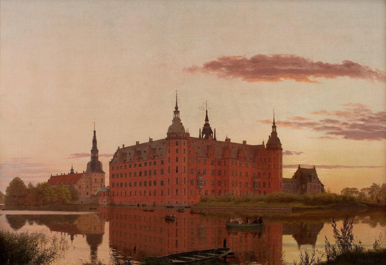 Akşam Aydınlatmasıyla Frederiksborg Kalesi Akşam Işığında Frederiksborg Kalesi, 1835. by Christen Schiellerup Købke