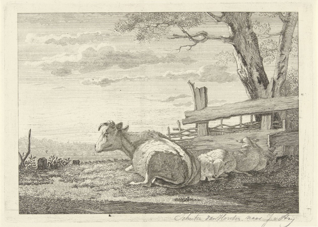 Sığırların bir manzarada dinlenmesi by Christiaan Godfried Schutze van Houten
