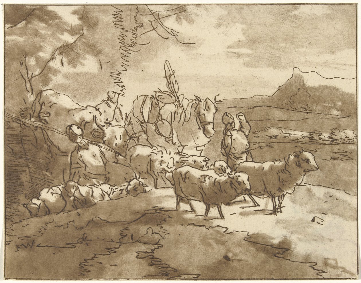 Çobanlar ve Sığırlarla Manzara by Christiaan Josi