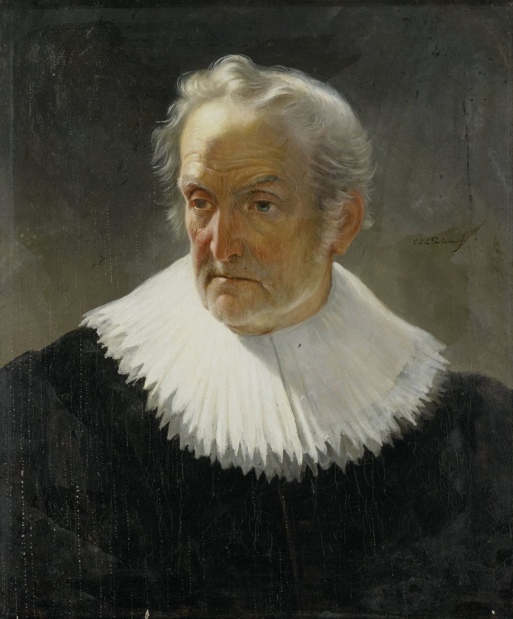 17. Yüzyıl Elbiseli Yaşlı Bir Adam by Christiaan Julius Lodewijk Portman
