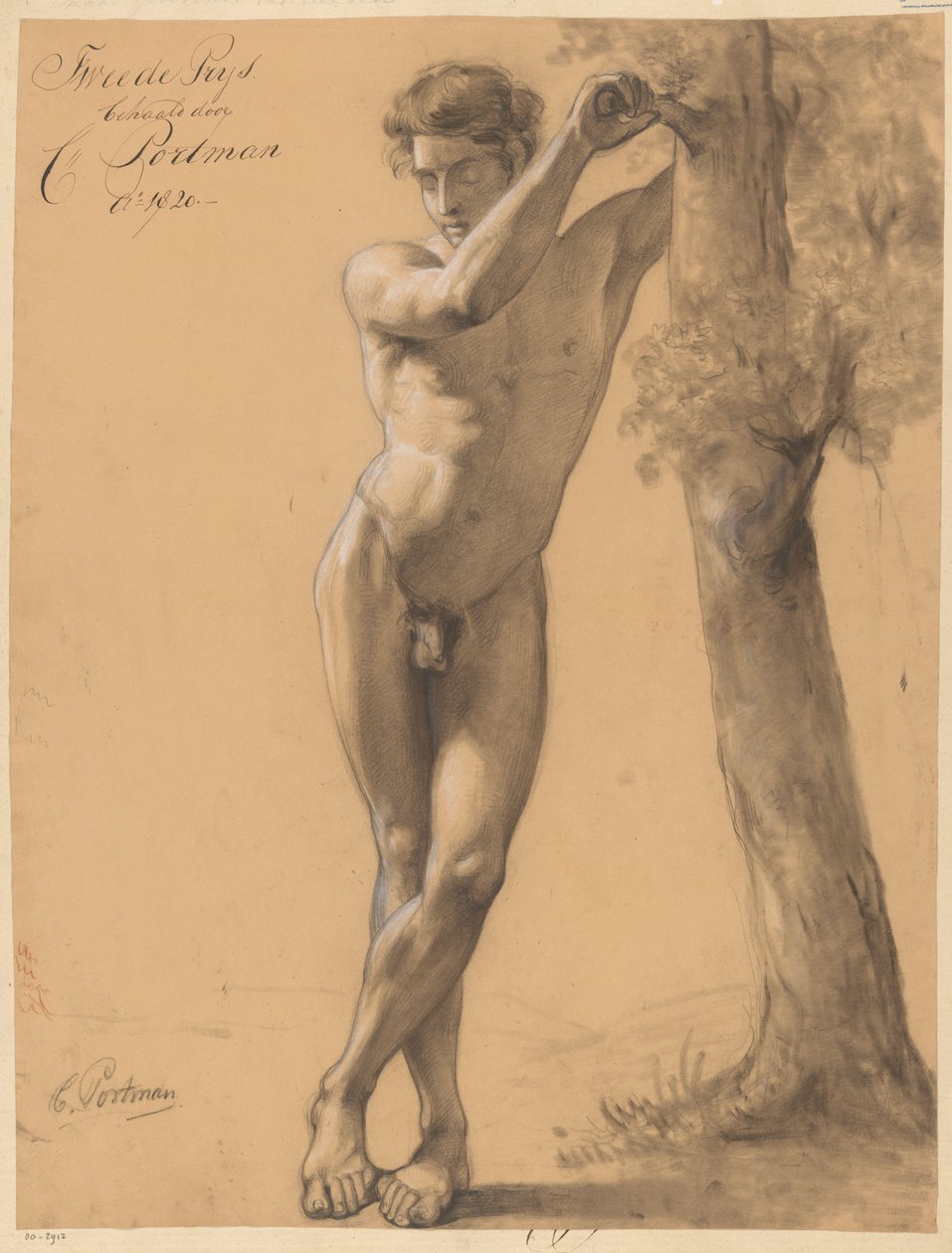 Önden bakıldığında çıplak duran erkek (2. ödül 1820) by Christiaan Julius Lodewijk Portman