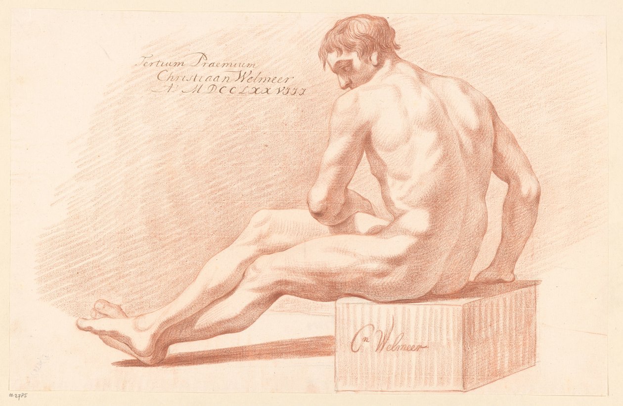 Oturan Erkek Çıplak, Yan Görünüm (3. Ödül 1778) by Christiaan Welmeer