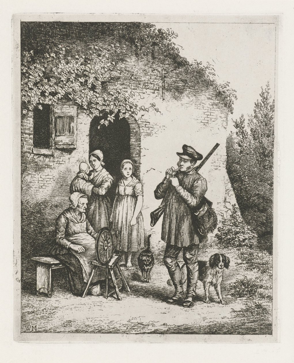 Bir evin önünde şirket by Christiaan Wilhelmus Moorrees