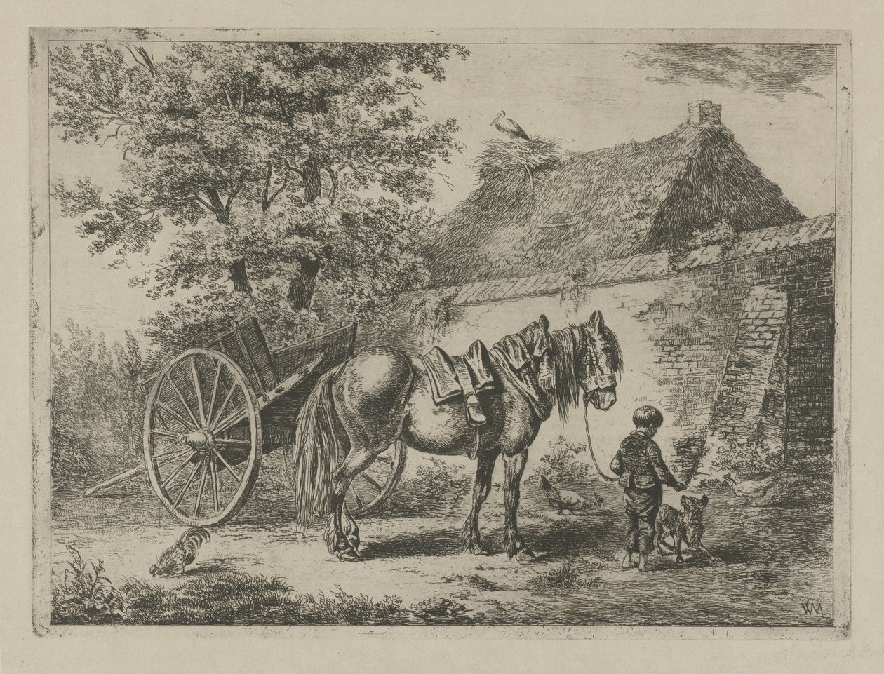 Bir at ve köpek olan çocuk by Christiaan Wilhelmus Moorrees