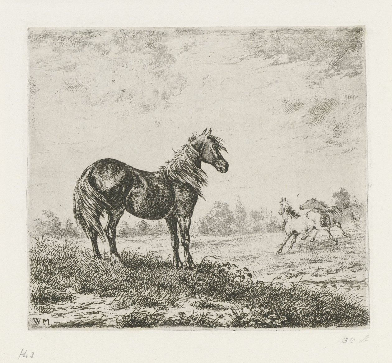 Üç atlı manzara by Christiaan Wilhelmus Moorrees